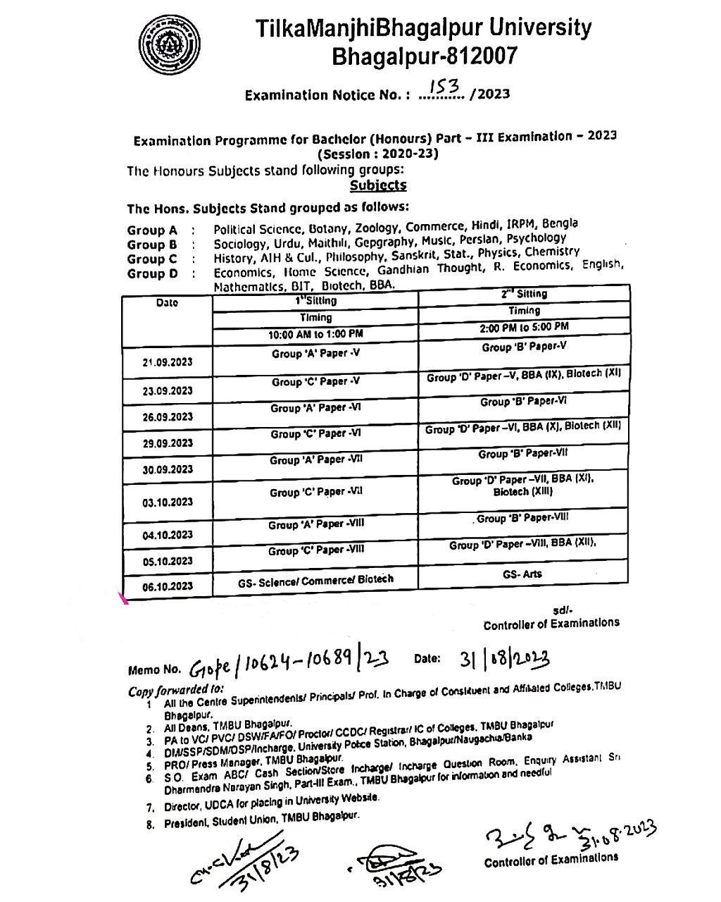 Tmbu Part 3 Exam Program 2020 23 Exam Centre List 2023