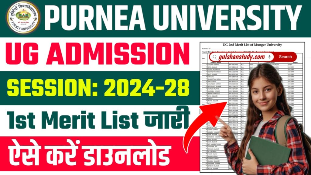 Purnea University UG 1st Merit List 2024-28