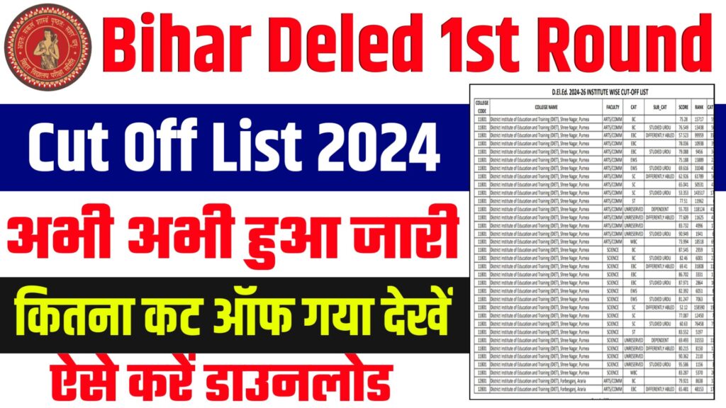 Bihar Deled 1st Round Cut Off List 2024