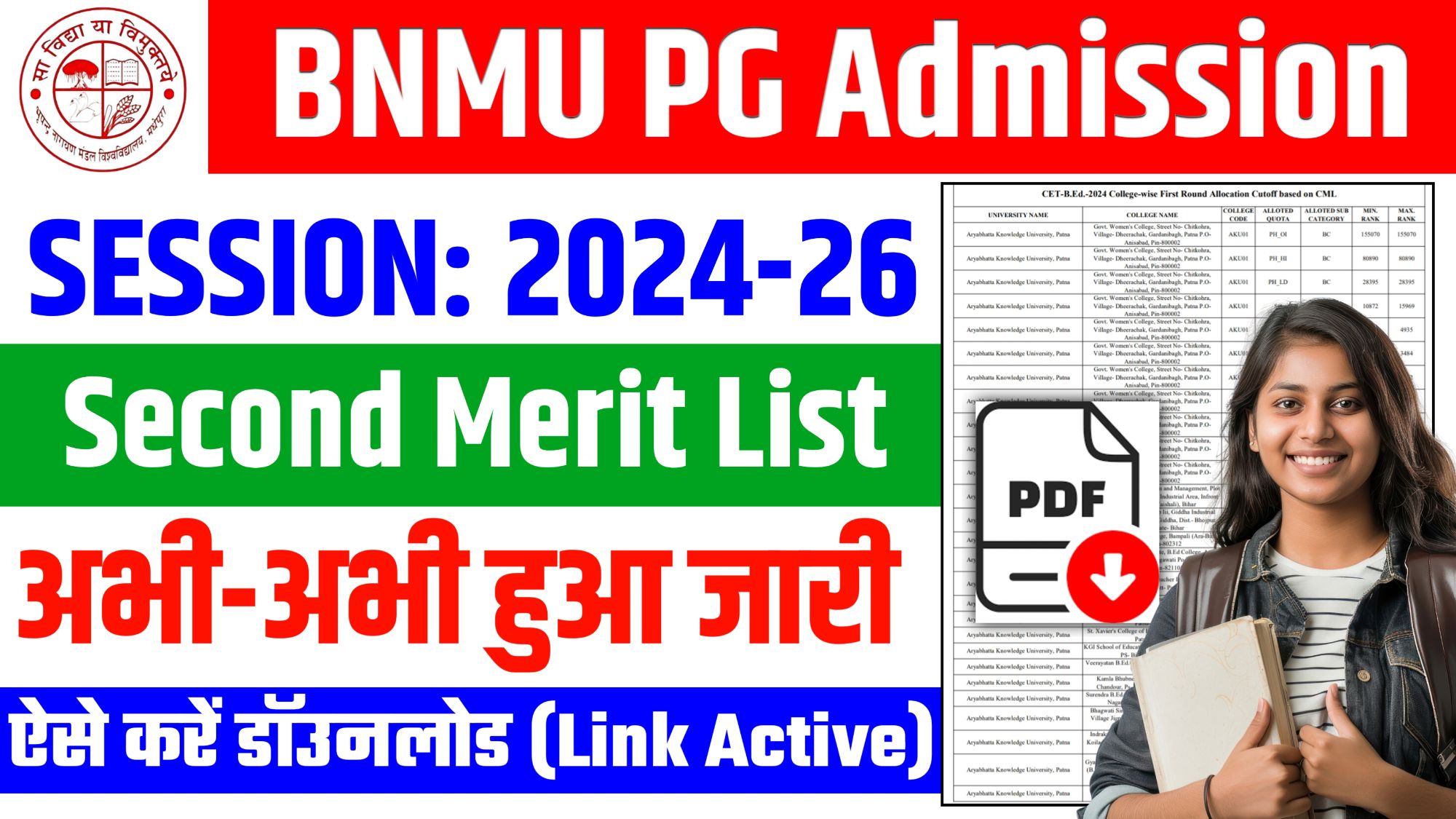 BNMU PG 2nd Merit List 2024