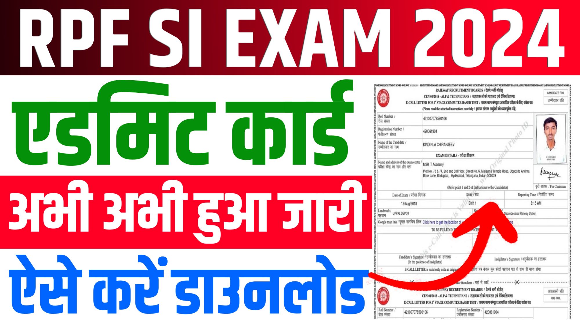 RPF SI Exam Admit Card 2024