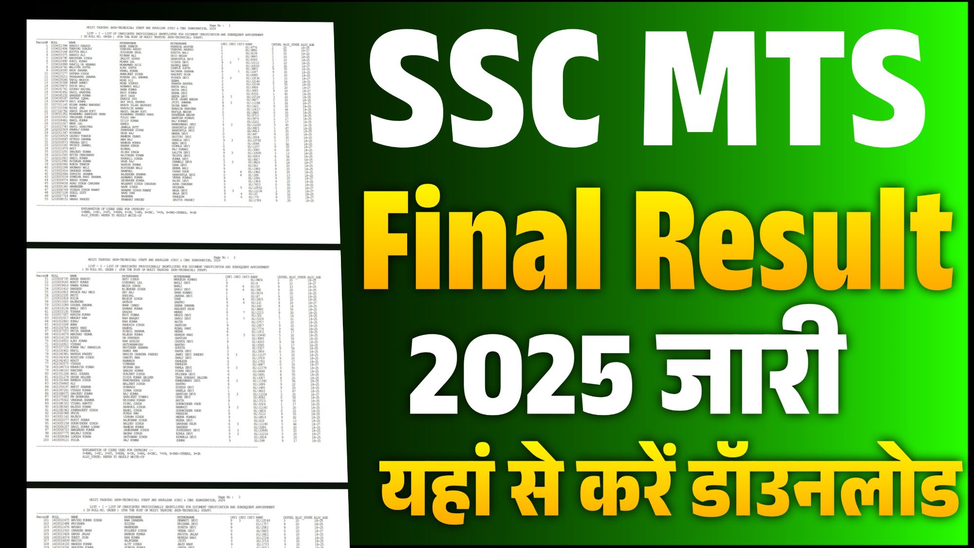 SSC MTS Final Result 2025