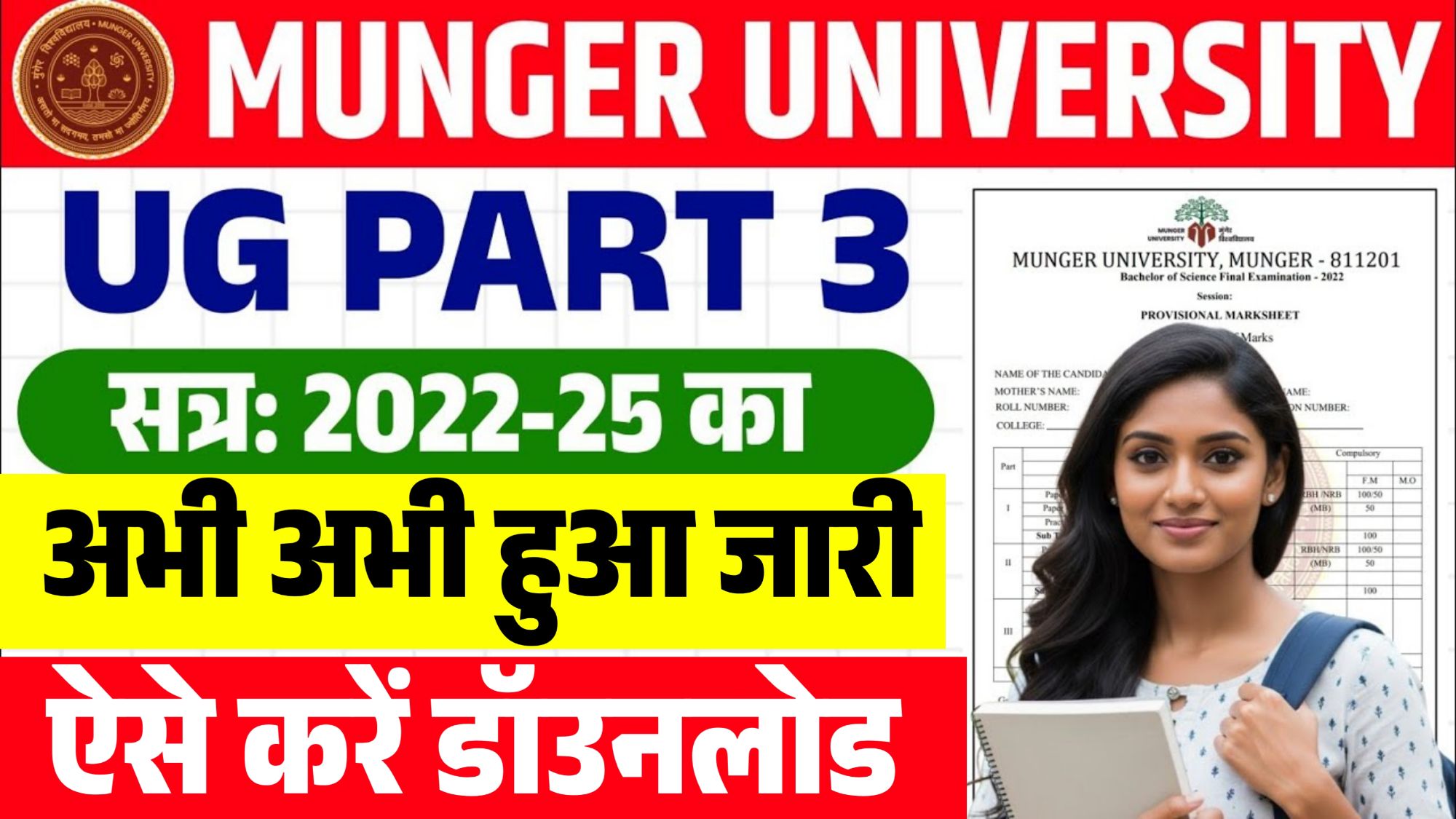 Munger University UG Part 3 Result 2022-25
