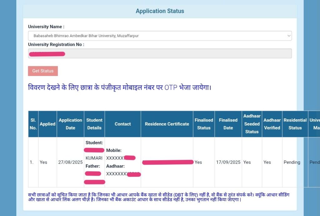 Graduation Pass Scholarship Application Status 2026