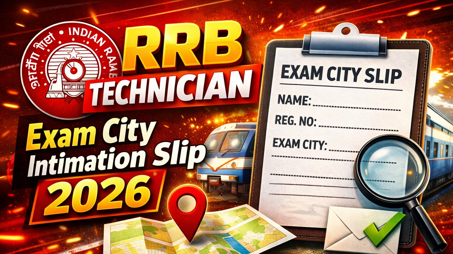 RRB Technician Grade 1 & 3 Exam City Intimation Slip 2026
