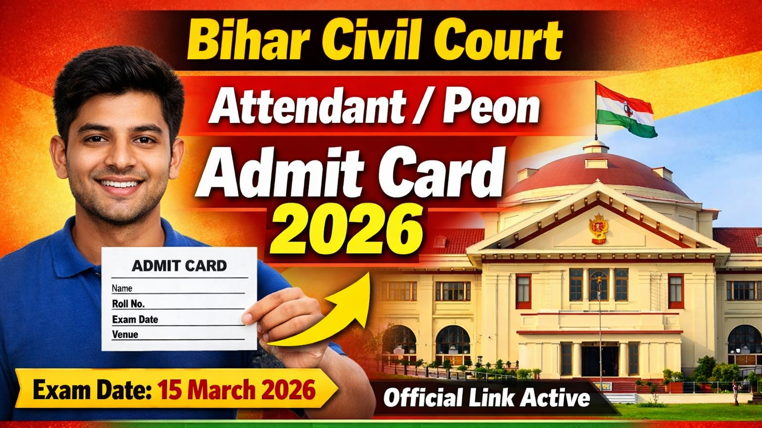 Bihar Civil Court Attendant Peon Admit Card 2026